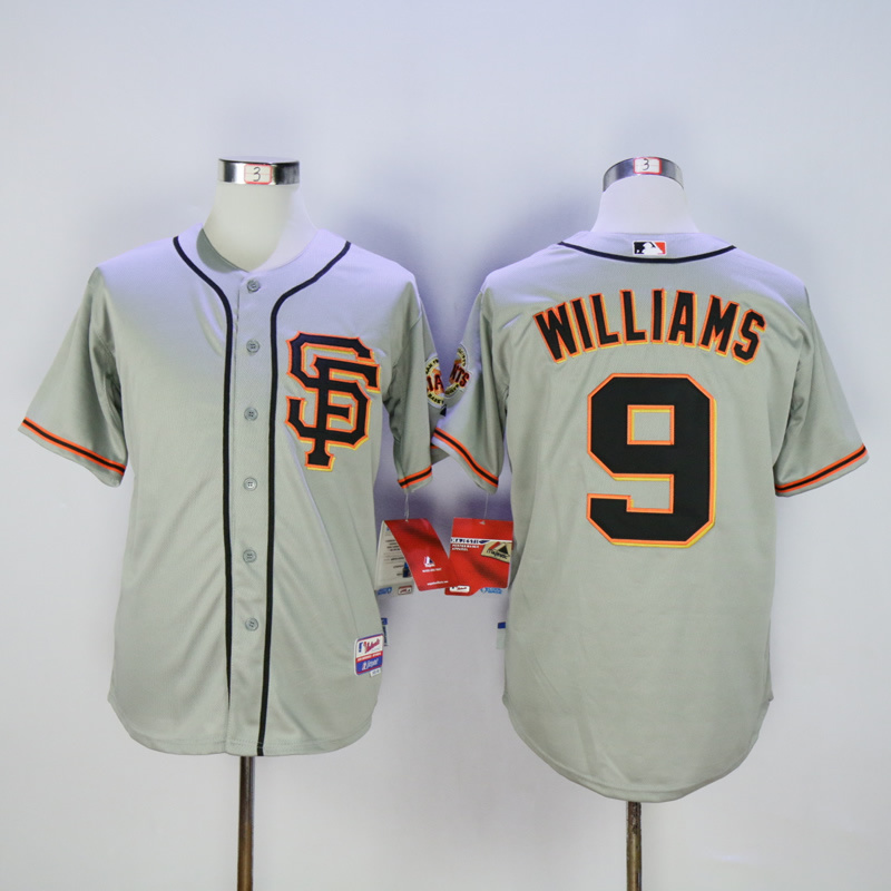 Men San Francisco Giants 9 Williams Grey Throwback MLB Jerseys